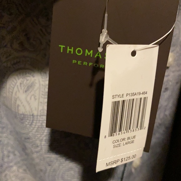 🆕 Thomas Dean Blue Paisley Long Sleeve Button Up - Picture 4 of 4